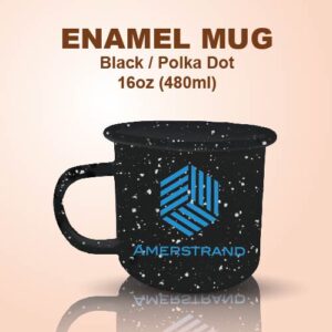 ENAMEL MUG BLACK/POLKA DOT-F001