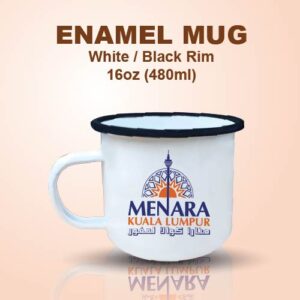 ENAMEL MUG WHITE/BLACK RIM-F001