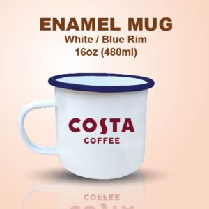 ENAMEL MUG WHITE/BLUE RIM-F001