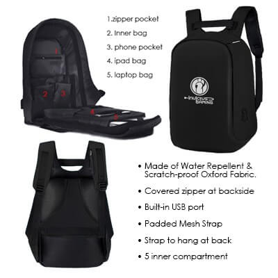 14″ ANTI-THEFT LAPTOP BACKPACK WITH USB PORT GTBG37-F072 Not In Stock
