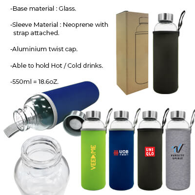 NEO Glass Bottle With Neoprene Pouch GTDW069-F072