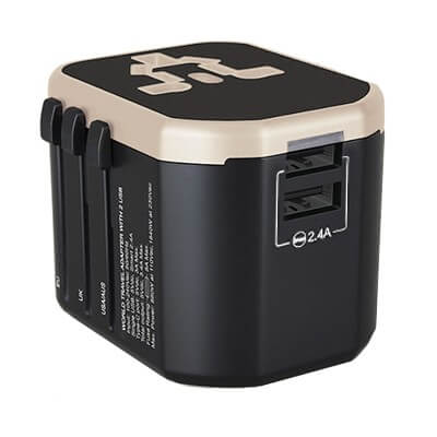 Premium Travel Adapter Dual USB Hub With Samrt Charge 2.4A GTTG25-F072