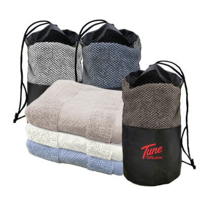 PURE COTTON TOWEL WITH DRAWSTRING POUCH (74x34) - 100g GTTW10-F072 Not In Stock