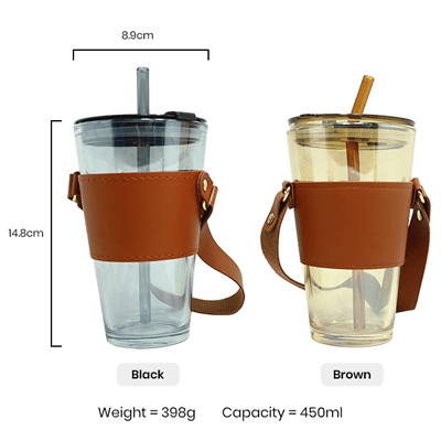 MONTE 3 PREMIUM COLOR GLASS MUG WITH PU SLEEVE (450ml) GTDW076-F072