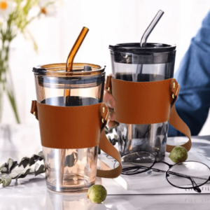 MONTE 3 PREMIUM COLOR GLASS MUG WITH PU SLEEVE (450ml) GTDW076-F072