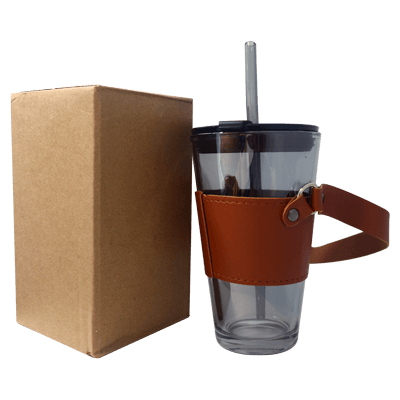 MONTE 3 PREMIUM COLOR GLASS MUG WITH PU SLEEVE (450ml) GTDW076-F072