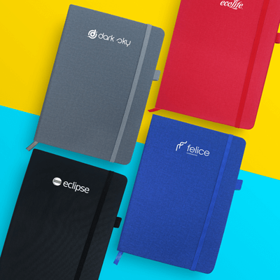 PU FABRIC HARD CASE A5 NOTEBOOK WITH PEN GTNB03-F072