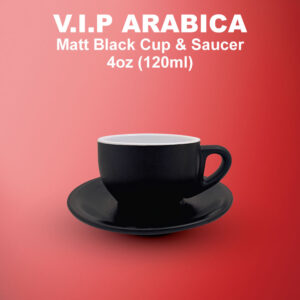 VIP ARABICA MATT BLACK CUP & SAUCER 4OZ-F001