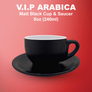 VIP ARABICA MATT BLACK CUP & SAUCER 8OZ-F001