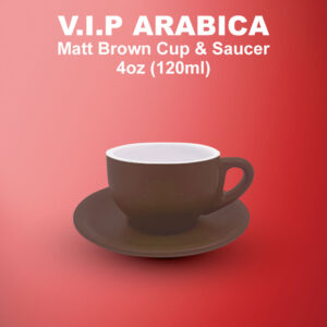 VIP ARABICA MATT BROWN CUP & SAUCER 4OZ-F001