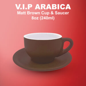 VIP ARABICA MATT BROWN CUP & SAUCER 8OZ-F001