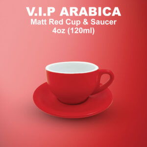 VIP ARABICA MATT RED CUP & SAUCER 4OZ-F001