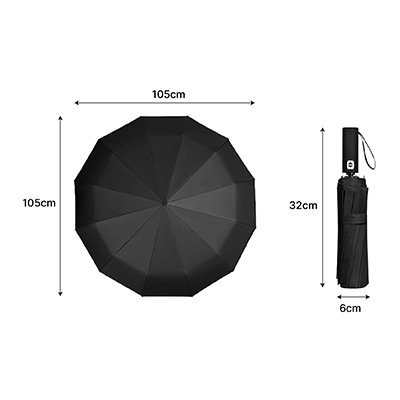 GTUB021 XIXILIA 23 INCHES AUTO OPEN 12 PANEL DOUBLE RIBS UMBRELLA-F072