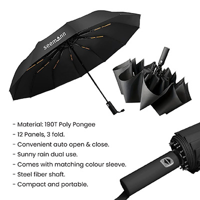 GTUB021 XIXILIA 23 INCHES AUTO OPEN 12 PANEL DOUBLE RIBS UMBRELLA-F072